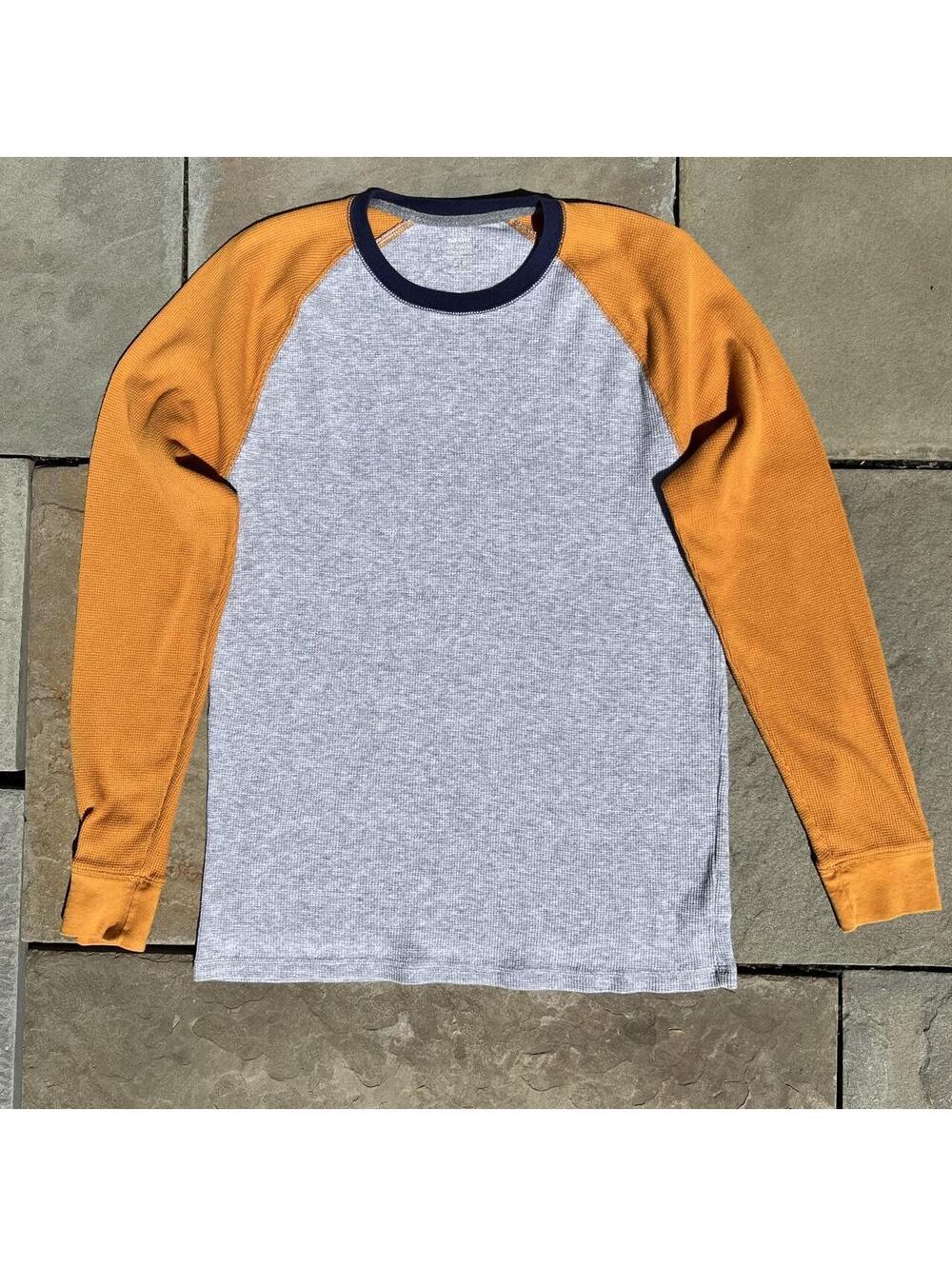 2-Tone Light Orange/Grey Waffle Knit Thermal